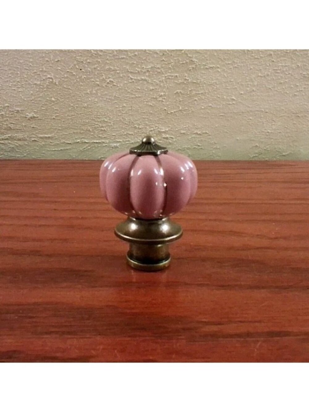 Lamp Finial Pink Shade Topper Ceramic Retro Brass Base